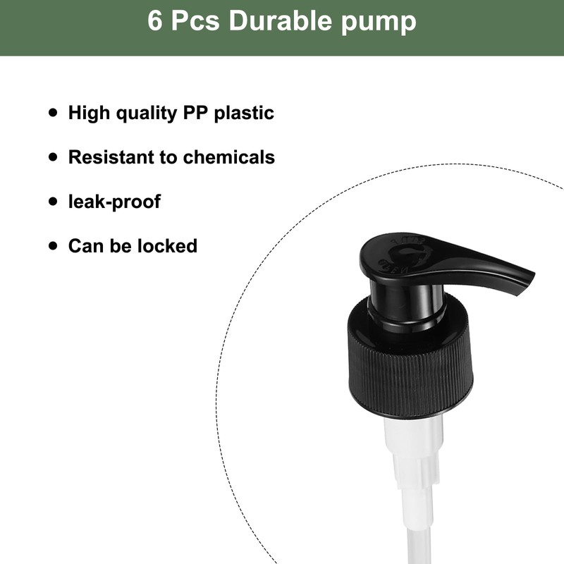 sourcing map 6Pcs Liter Pump Dispenser, 28/410 Universal Shampoo Container