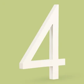 HASWARE Floating House Number 6 inch Stylish Door Numbers Alphabet Plaque Street Home Address Numerals (White, 4)