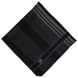 Lanvin On Blue 17506014 Men's Handkerchief, Yarn-Dyed Handkerchief, Men's Border Pattern, Black [B]