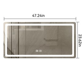 47"x 24"LED Bathroom Mirror with 3 Color Lights, Smart Lighted Vanity Mirrors with Defog Function, Dimmable Wall Mirrors for Wall, Tempered Glass, Shatter Proof, Matte White