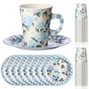Rtteri 20 Sets Floral Tea Cups and Saucers Disposable Tea