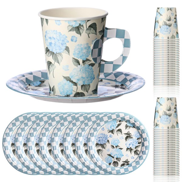 Rtteri 20 Sets Floral Tea Cups and Saucers Disposable Tea