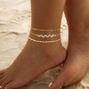 Ankle Bracelets for Women 14K Gold Silver Plated Anklets Waterproof