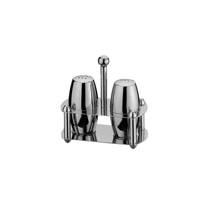 Grunwerg Bellux Collection Stainless Steel Cruet Set with Stand