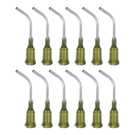 HARFINGTON 12pcs Blunt Tip Dispensing Needles, 14 Gauge 45 Degrees Bent Dispensing Tips 1" End Angled Dispenser Needle with Luer Elbow Blunt Needle for Oil or Glue Applicator, Olive