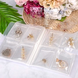 Transparent Jewellery Storage Book 160 Grids with 100 Pieces Zip Bag Anti-Oxidation Travel Jewellery Storage for Rings Earrings Necklace