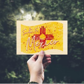 Santa Fe, New Mexico, New Mexico State Flag, Abstract Watercolor Splatter, (4x6 Birch Wood Postcards, 2-Pack Stationary, Rustic Home Wall Decor)