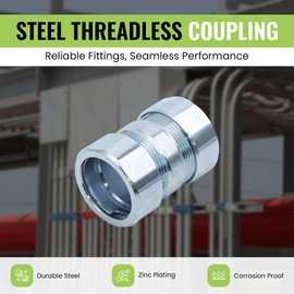 SELECT 10 Pack Lighting Threadless Coupling, 1 Inch Zinc Plated Steel Coupling, Electrical Conduit Fittings for Indoor and Outdoor Use