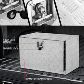 DNA MOTORING Truck Tool Box Lockable Storage Box, Truck Bed Tool Box Truck Bed Organizer Aluminum Truck Tool Boxes for Bed of Truck, w/Lock & Keys, 31.5" L X 19" D X 19" H Silver, TBOX-T5-014-ALU
