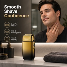 Rechargeable Electric Foil Shaver for Men – Portable Beard & Bald Head Razor with Trimmer for Travel Grooming