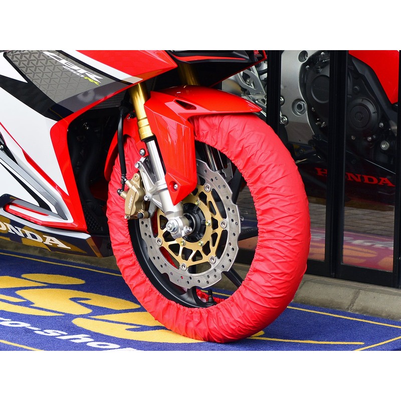 Rise 17インチ タイヤ保護カバー(まもる君)レッド 前後セット アクリルカラーコーティング(UVカット・撥水・防水加工) クルッと巻いてピタッの簡単装着