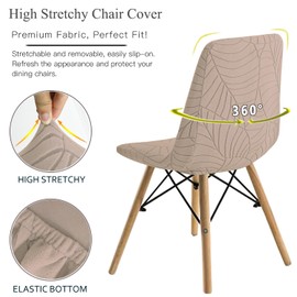 SHENGYIJING Dining Chairs Covers Set of 2/4/6,Style Shell Dining Chair Mid Century Modern Chair Sipcover,Upholstered Dining Accent Side Chair Covers (Khaki1,6 Pieces)