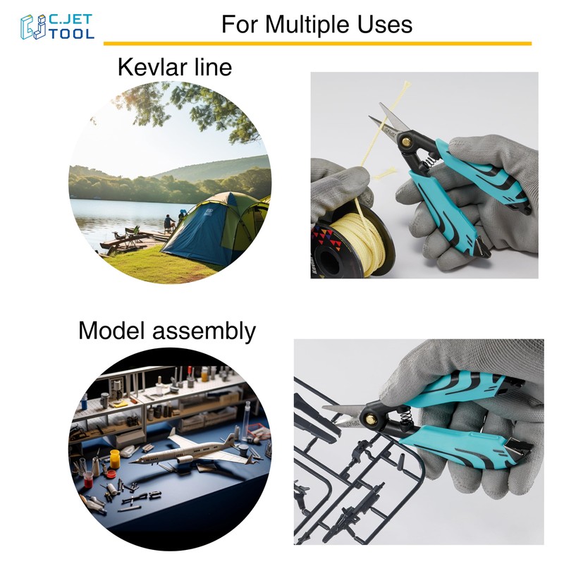 C.JET TOOL Precision Braided Fiber Optic Scissors, Wire Kevlar Cutter,