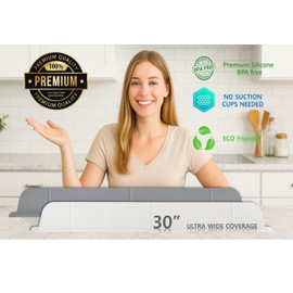 30 inch(75cm) Premium Kitchen Sink Silicone Water Splash Guard SIZE UPGRADE 30" and new package - NO Suction Cups, Ultra Wide 30" - Made in Korea (Ultra Wide Eco Gray)