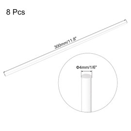 MECCANIXITY 8pcs Acrylic Round Rods 5/32" x 12" Clear Acrylic Dowel Rods Sticks Plastic Sticks Strip for DIY Crafts Lighting Gardening Decoration - 4mm x 300mm