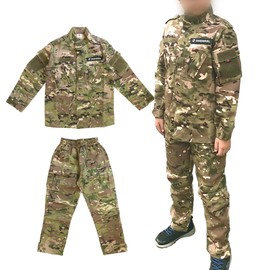 SHENKEL Kids' Camouflage Top and Bottom Set, Children, 55.1 inches (140 cm), 55.1 inches (140 cm), Multicam Combat Clothes, BDU Boys and Girls, Small Sizes, Multicam Multicam