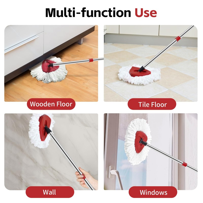 ANREKEYH Spin Mop Head, Base, Handle Replacement for O-Ceda EasyWring