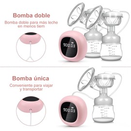 Extractor De Leche Eléctrico Tipo C Portátil,Doble Breast Pump 150ML Inalámbrico, Ultra Silencioso Con 3 Modos Ajustables Y 9 Nivel Succión, Leche Con Botella De Almacenamiento Leche Para Madre Nueva