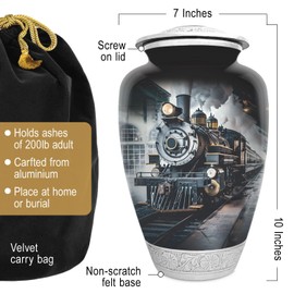 Train Railroad Urn for Human Ashes | Large Handcrafted Funeral Memorial | Decorative Cremation Urn for Women and Men