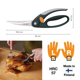 Fiskars Poultry Shears, Total Length: 25 cm, Steel/Synthetic Material, Functional Form, 1003033