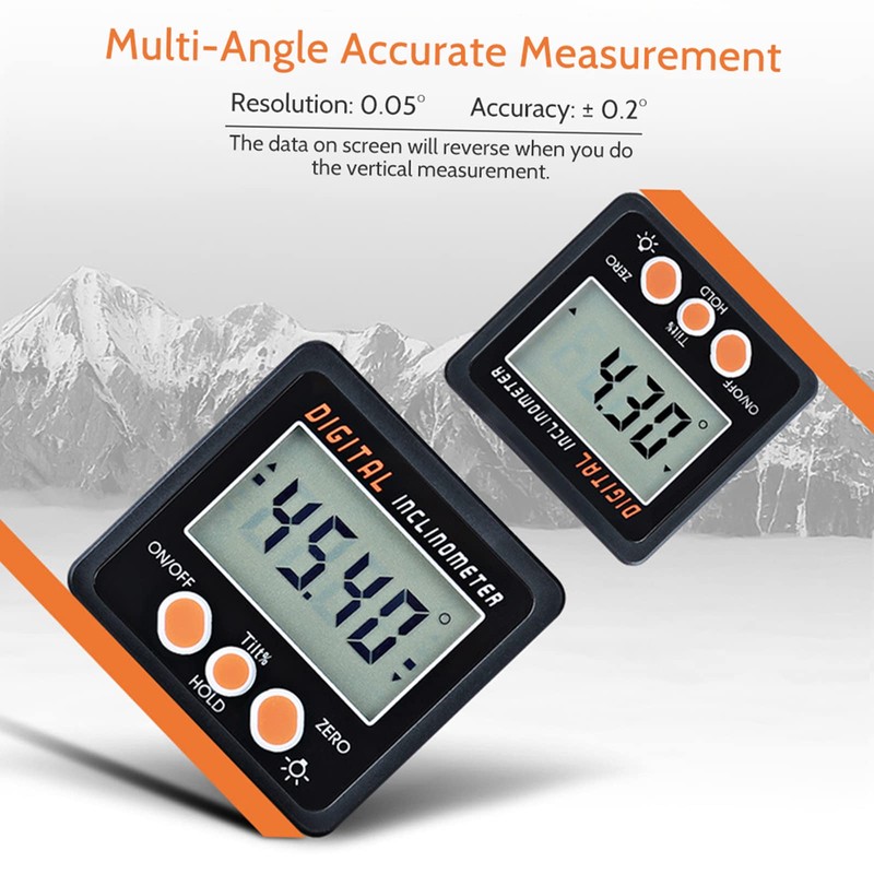 Digital Inclinometer 0-360°Electronic Protractor Aluminum Alloy Shell Digital Bevel Box