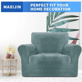 Maxijin thick velvet sofa cover, 3 seater, super stretch, non-slip couch cover for dogs, cats, pets friendly 1 piece elastic furniture protector, plush sofa slipcover
