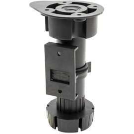WAGNER 12041600 Kitchen Foot / Furniture Foot / Adjustable Foot Set of 4 Plastic Diameter 57 x 115-185 mm with Screw-On Plate Black