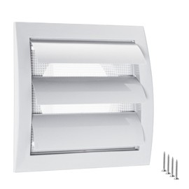 TURvent 4" inch Dryer Vent Cover Outside - ABS Plastic HVAC Air Vents for Exterior Wall - White Ventilation Exhaust Grille with Automatic Louvres and Built-in Mesh