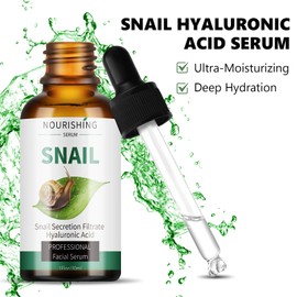 Hyaluronic Acid Face Serum, Snail Face Serum Hydrating & Moisturizer, Smooth Skin Facial Serum, Facial Serum For All Skin Types, Even Sensitive, For Dull, Tired Skin, 30mL