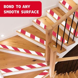 Duccinp Anti Slip Tape with Bright Red and White Grip Stripes 10 CM x 10 M Waterproof Hazard Caution Warning Tape for Outdoor Stairs, Step Treads, Ramp, Skateboard