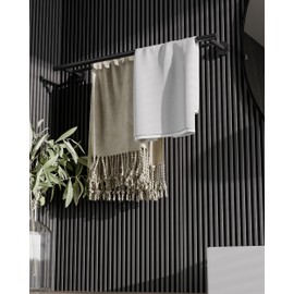 BATHDANCE Double Towel Bar, Matte Black 24 Inch 304 Stainless Steel Towel Rack for Bathroom Kitchen Hand Towel Holder Dish Cloths Hanger SUS304 Wall Mount Total Length 27 Inch