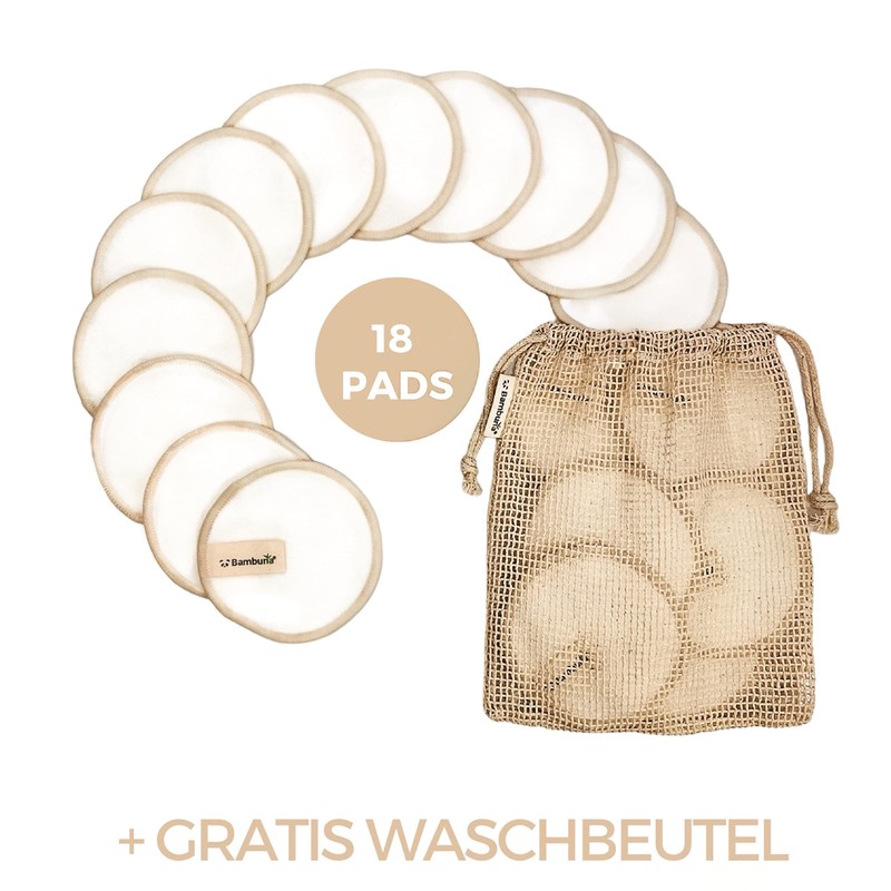 Bambuna® Washable Make-Up Pads (Pack of 18) with Elegant Bamboo