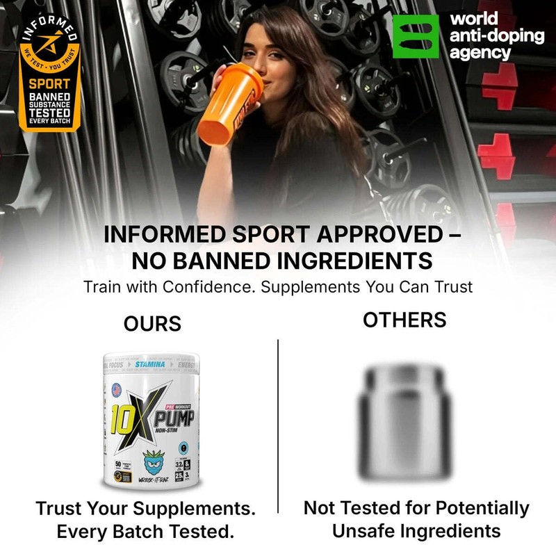 10X Athletic Non Stim Pre Workout No Caffeine Beta Alanine