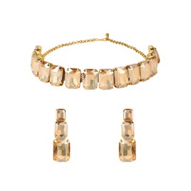 I Jewels Gold Plated Choker Necklace Earring Jewellery Set Gift for Women & Girls(K7230FL), No Gemstone