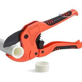 MTSDM Ratchet PVC Pipe Cutter, Pipe and Tube Cutter, Cuts Up to 1-1/4" PEX, PVC, PPR, Plastic Hoses& Plumbing Pipes, One-hand Fast Pipe Cutting Tool with Ratchet Drive for Home and Plumbing Repairs