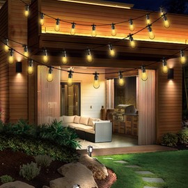 LAMPHOME 30FT Outdoor String Lights Commercial Grade Weatherproof Strand, 10 Edison Vintage Bulbs,ETL Listed Heavy-Duty Decorative Christmas Lights for Patio Garden, Indoor/Outdoor Lighting