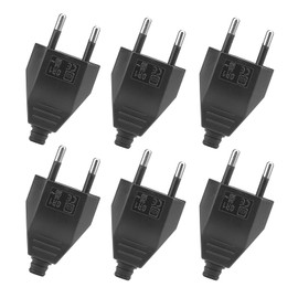 Powice Euro Plug, Pack of 6 Schuko Plugs, Plug 230 V, Euro Plug Flat, Flat Plug, Schuko Plug Flat (250 V, 2.5 A), Power Plug for Europe (Black)