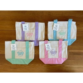 Unbranded NEW TRADER JOE'S MINI CANVAS TOTE PASTEL - SET OF 4 - PINK LAVENDER  BLUE GREEN