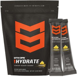 MTN OPS Hydrate Electrolytes Powder Drink Mix, 20 Single Serving On-The-Go Electrolyte Packs with Over 1000mg of Electrolytes per Serving, Pineapple