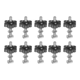 HARFINGTON 10Set T Track Bolts Knob Kit M5 x 40mm Threaded Bolts M5 x 25mm Hex Hand Nut Clamping Knob with Washer for Woodworking Jigs and Fixtures, Black