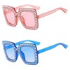 IKANOO Oversized Crystal Sunglasses for Women Square Thick Frame Bling