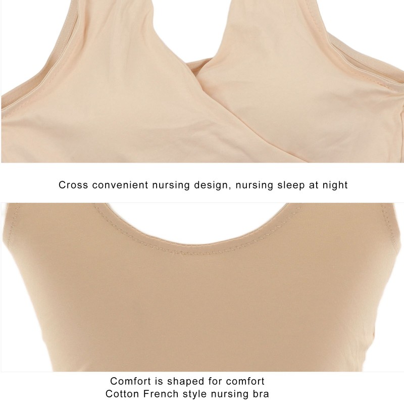 Nursing Bra Fleshcolor Wireless Cross Convenient Breastfeeding Sleep Maternity Underwear