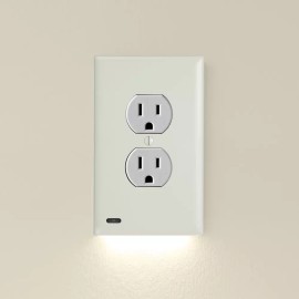 SnapPower GuideLight 2 - Night Light - Outlet Wall Plate With LED Night Lights - Light Almond Duplex