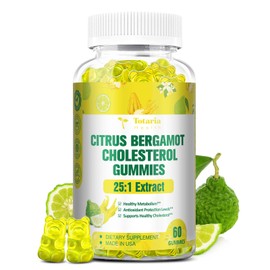 Sugar Free Citrus Bergamot Gummies for Healthy Cholesterol - All Natural Supplements 25:1 Extract from Italian Bergamot Supplement for High Cholesterol Support Healthy Anti-Aging Sugar-Free Vegan