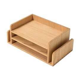 Kirigen Wood 3-Tier Office Desktop Document Tray - Mail Sorter Organizer Rack - Wooden Document Letter Stand for Folders, Mail, Stationary, Desk Accessories Natural(2TP-NA)