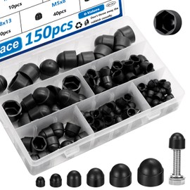 smseace 150pcs 6-Values Bolt and Nuts Protective Caps M4/M5/M6/M8/M10/M12 Bolt Covers Caps kit Nuts and Bolt Cap Assortment Kit Used Protect Hex Screws