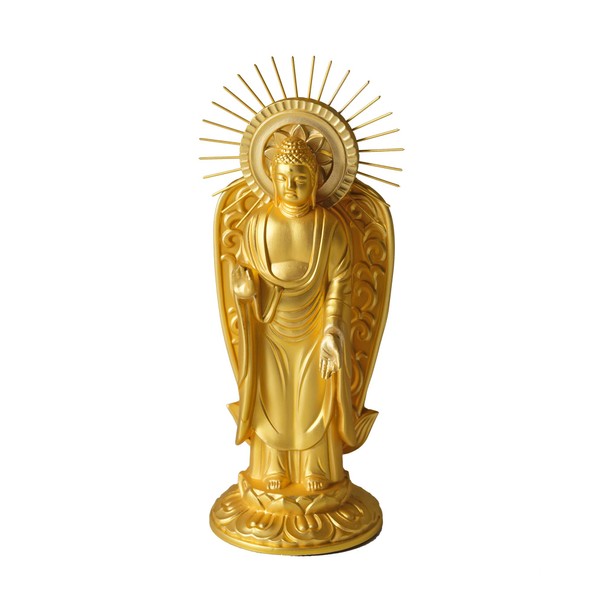 Buddha Statue Amida Nyorai for Midai, 4.1 inches (10.5 cm) (gold plated/24 gold), Buddhist Hideun Makita Original Sculptor: &quot;Jodo Shinshu Honganji School (West)&quot;, Takaoka Copper (Amidani Nishi/S)