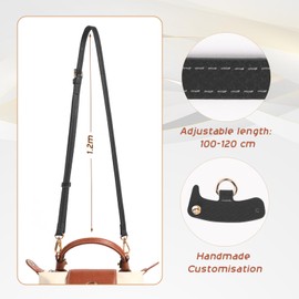 Jiusely Handbag Strap Crossbody - Black Leather Adjustable Replacement for Mini Bags, Longchamp, and Women's Handbags