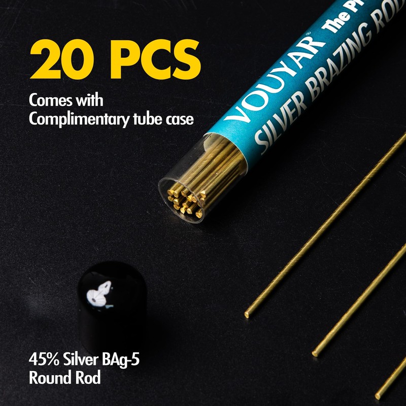 20 Sticks 45% Silver Brazing Solder Rod BAg-5 Round Welding
