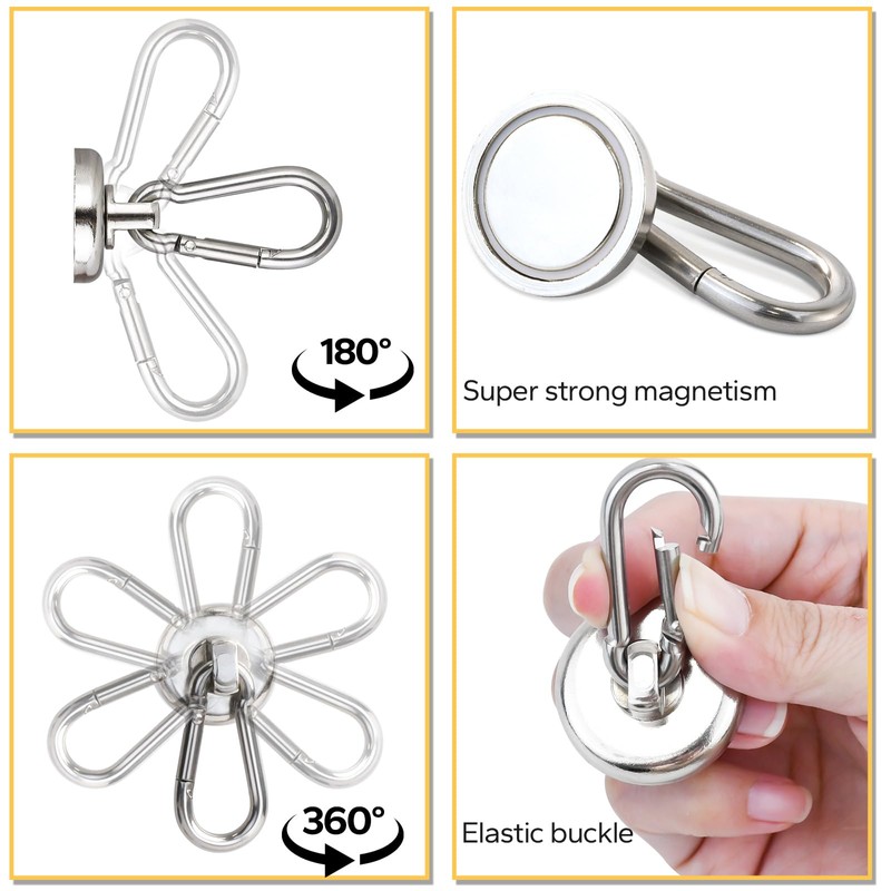 MIN CI Strong Magnetic Hooks 88lbs（40kg）, Strong Magnets Hooks Heavy